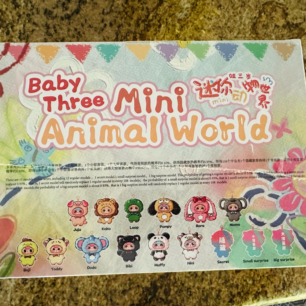 6 Pack of Baby Three Mini Animal World Plush Toy Pendants- Unopened Blind Boxes - Picture 4 of 9